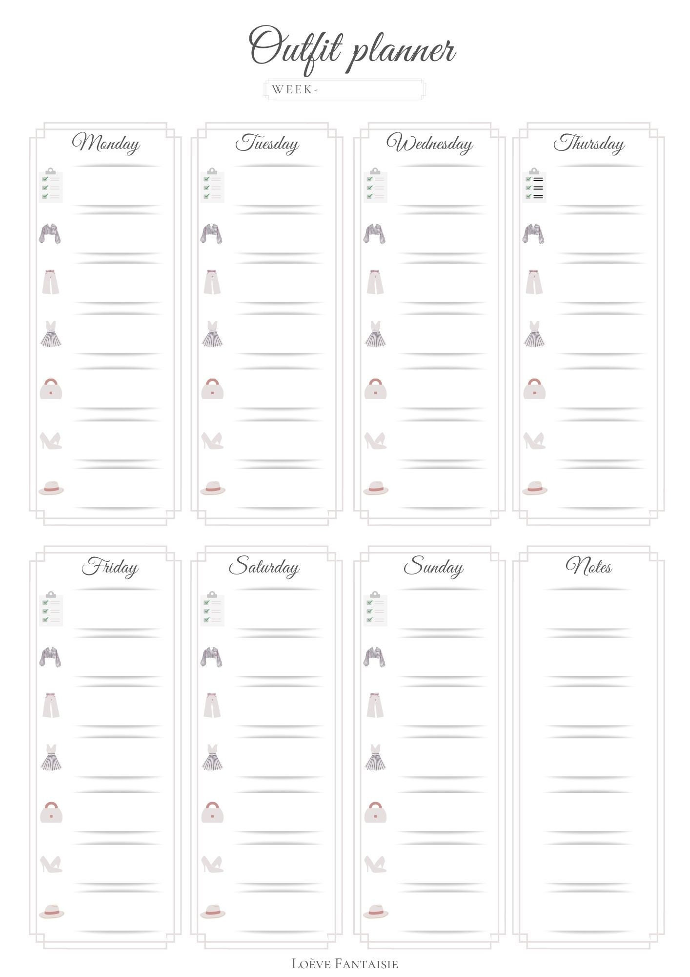 sample outfit planner template