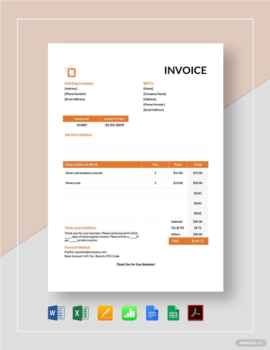 sample painting invoice template