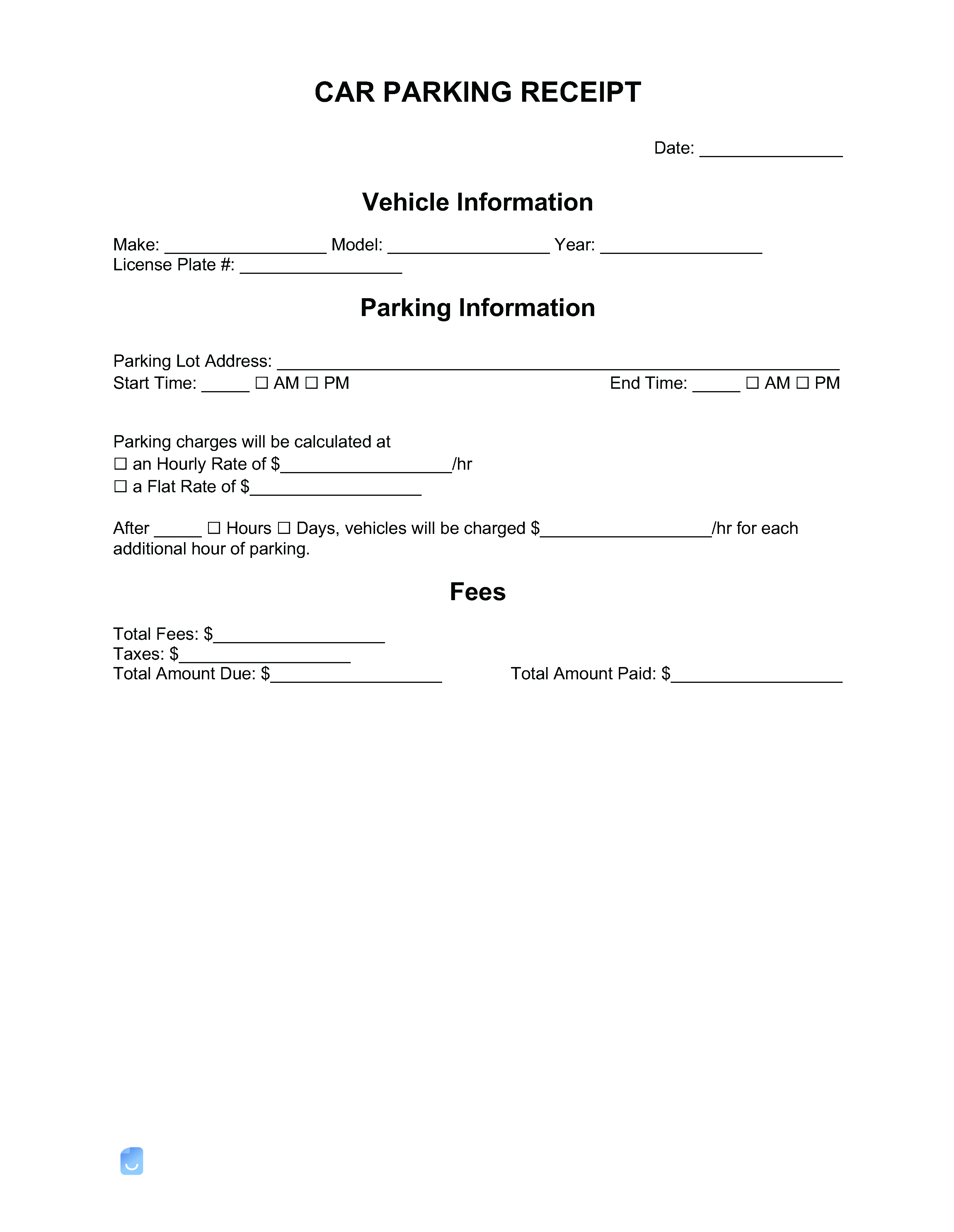 sample parking invoice template