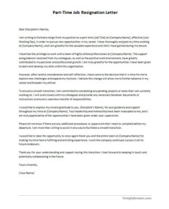 Part-Time Job Resignation Letter Template (With Sample)