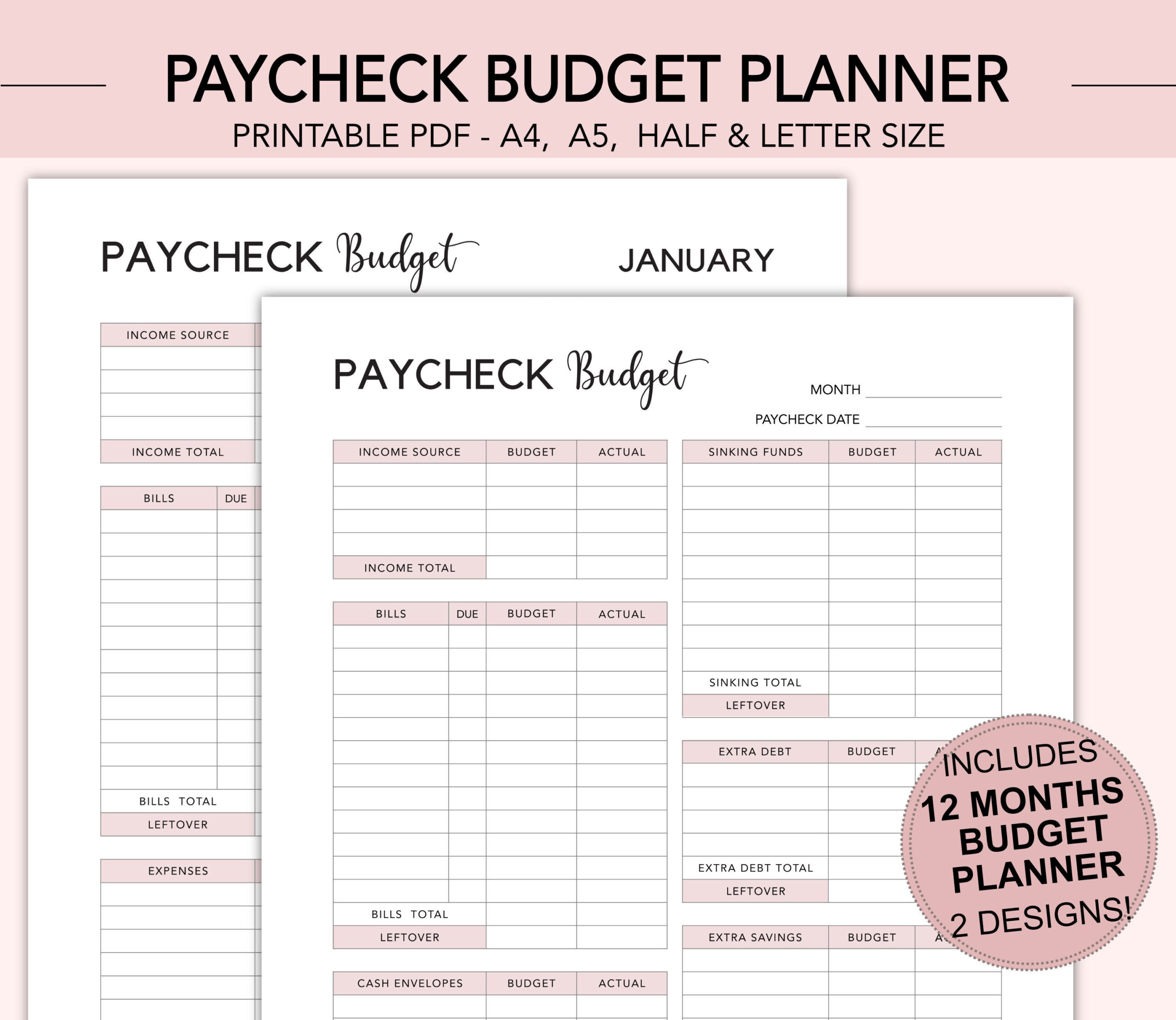 sample paycheck planner template