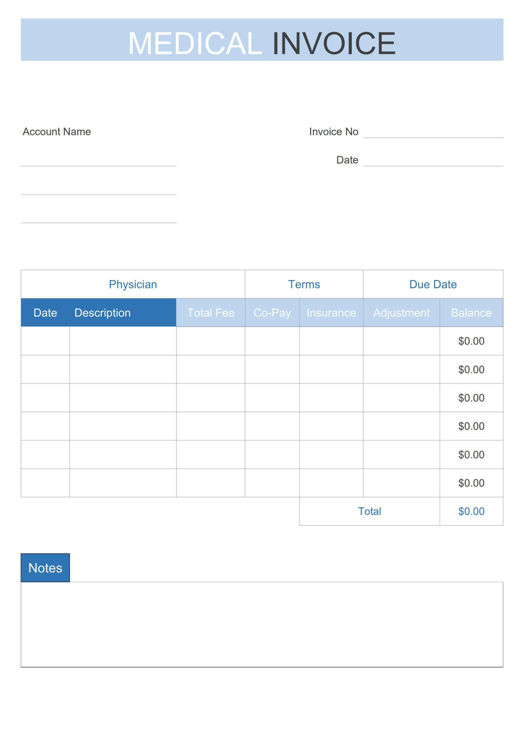 sample medical invoice template