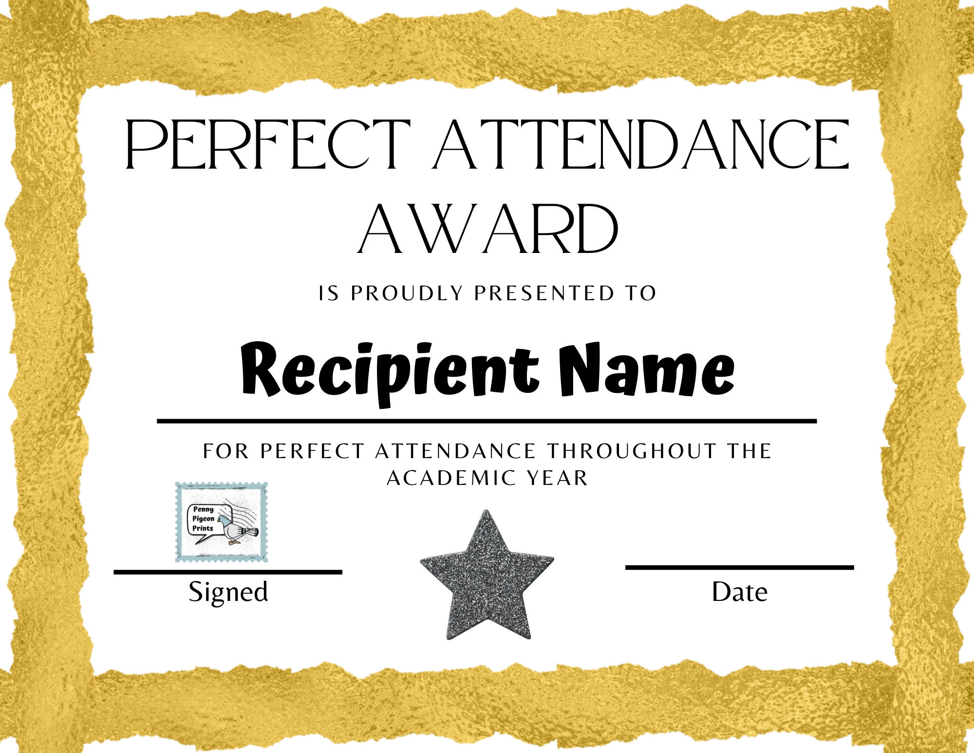 sample perfect attendance award certificate template