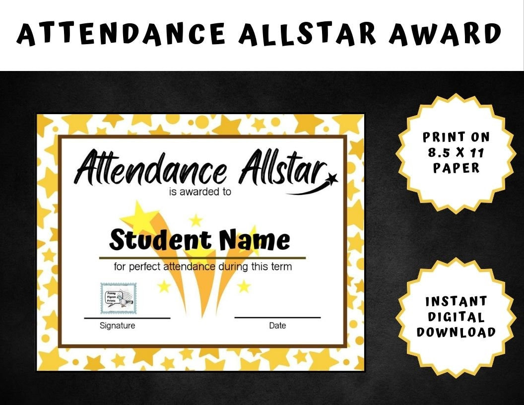 sample perfect attendance award certificate template