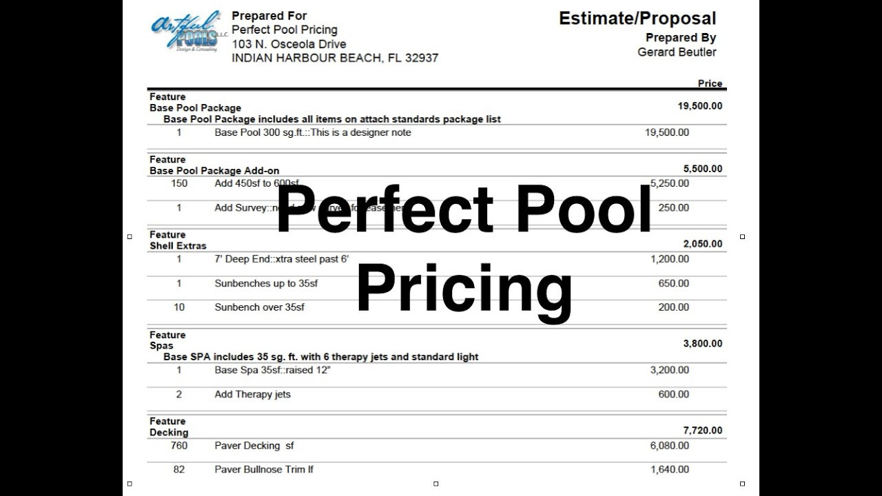 sample pool estimate template