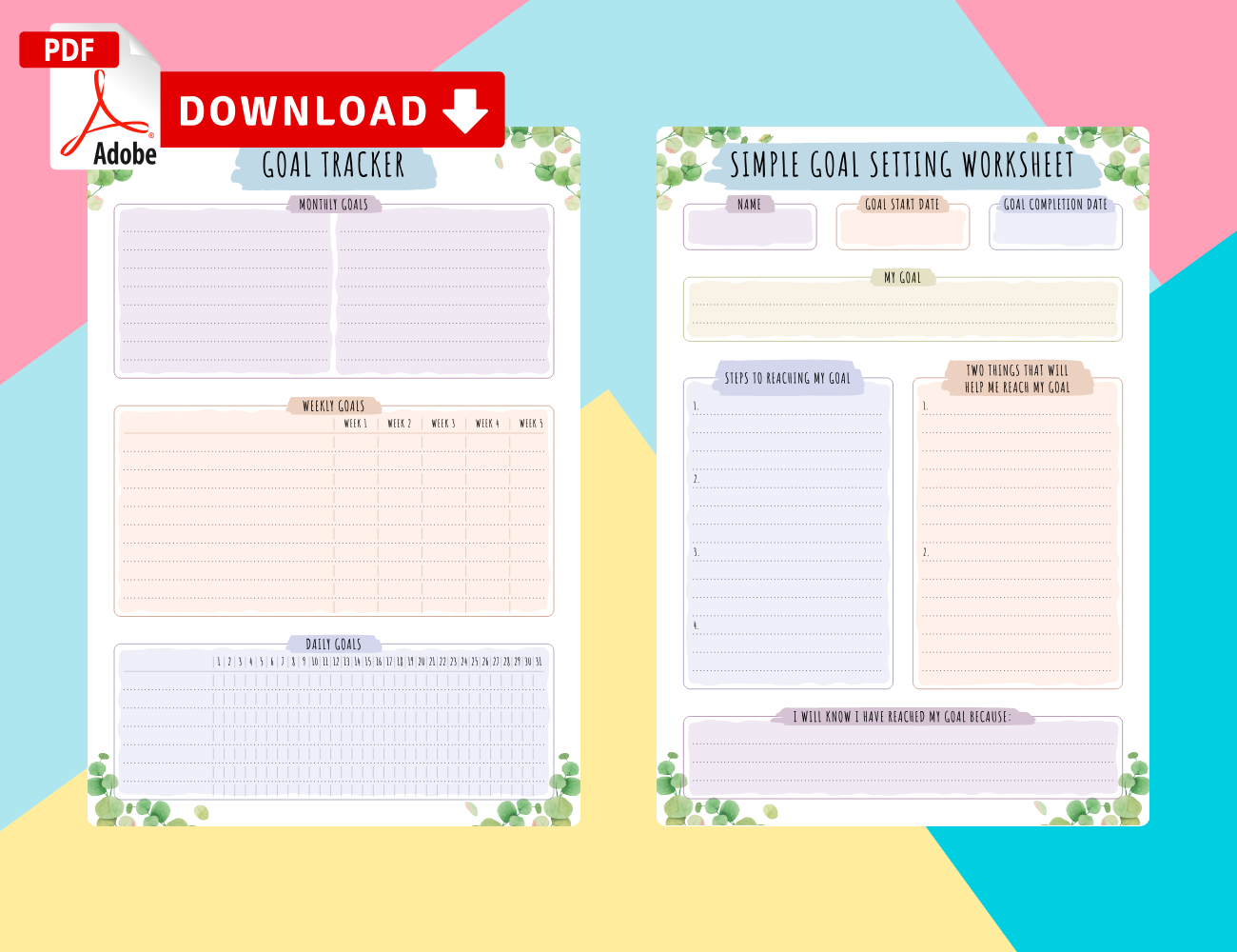 sample personal goal planner template