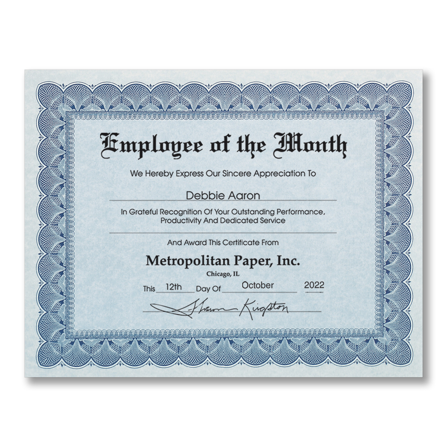 sample Employee of The Year Certificate template