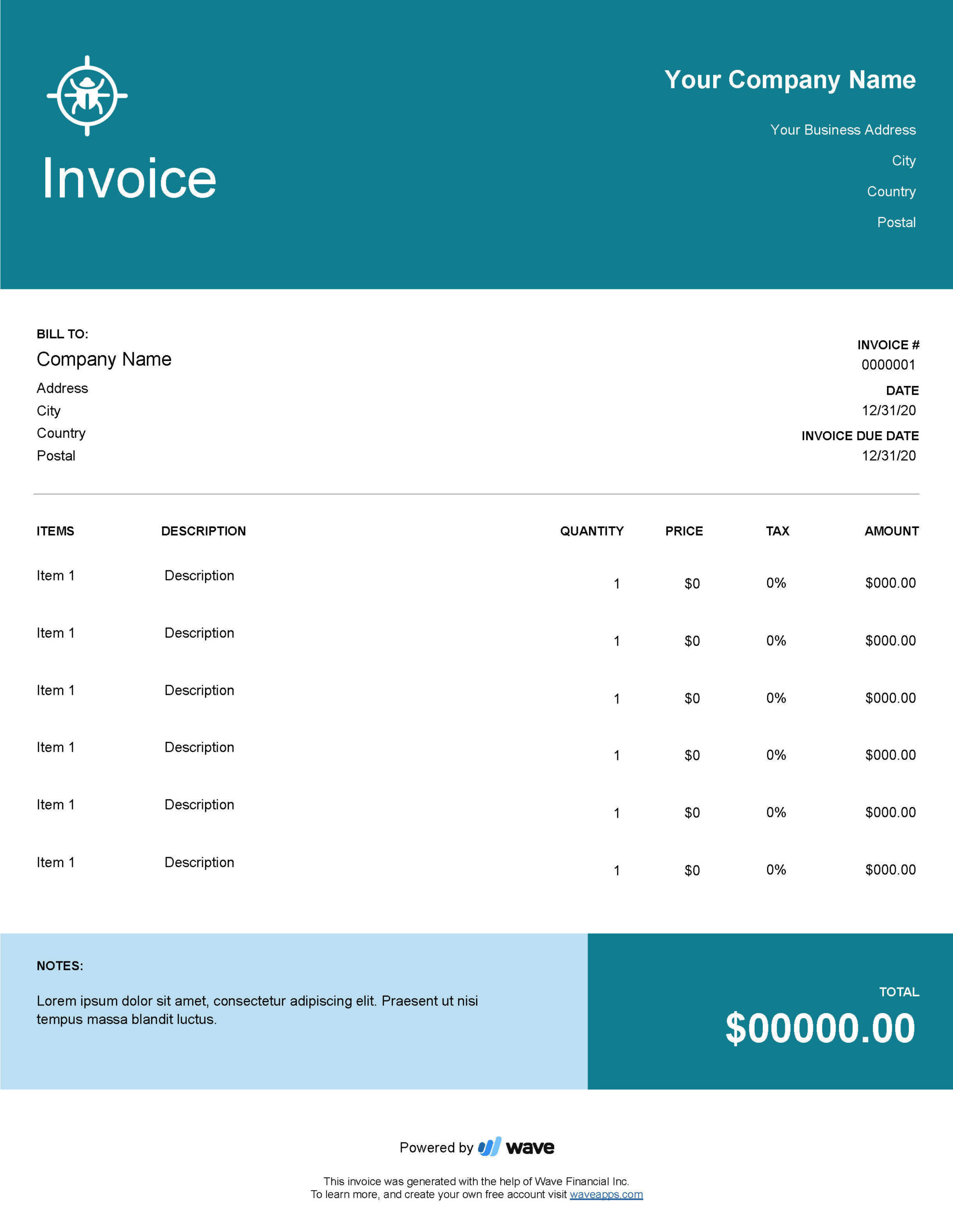 sample pest control invoice template