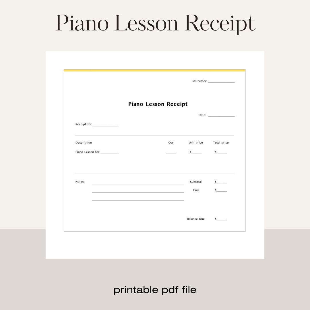 sample piano lesson invoice template