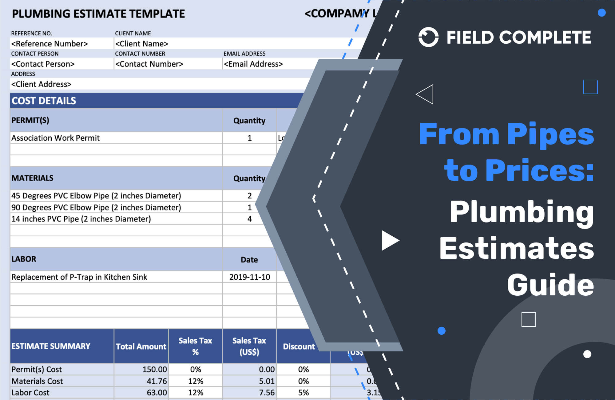 sample plumber estimate template