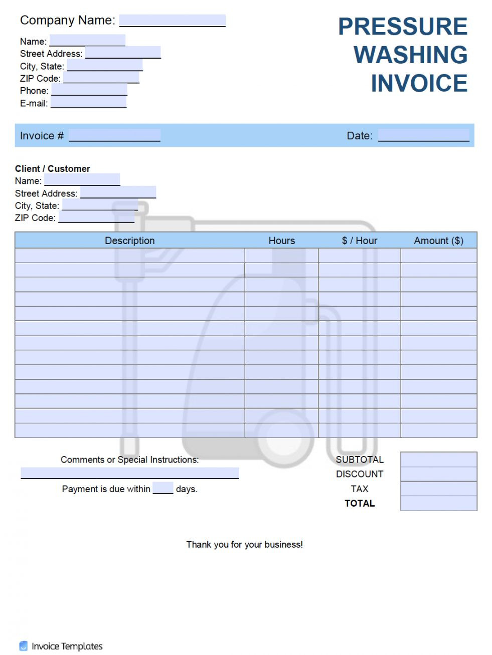 sample power washing invoice template