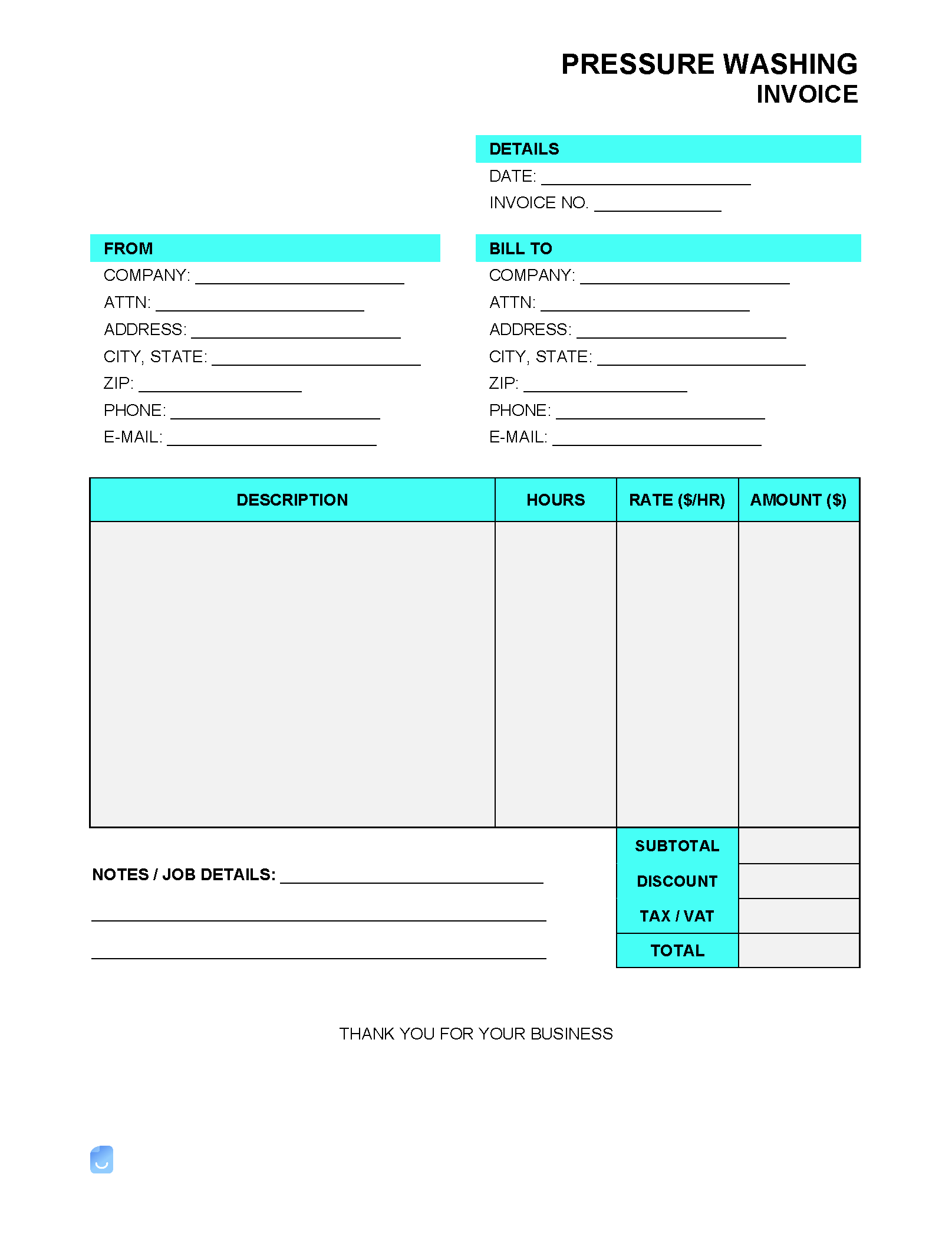 sample power washing invoice template