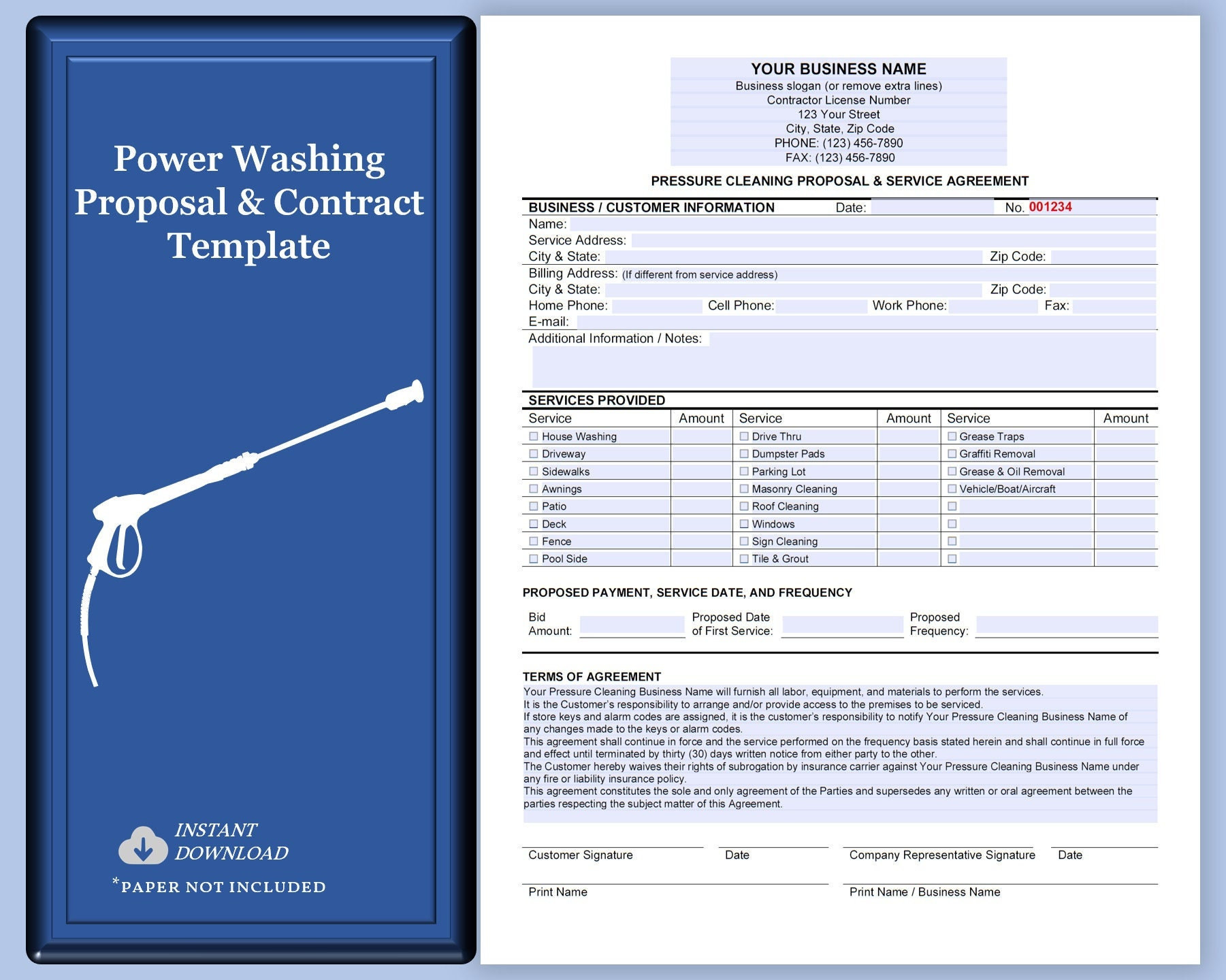 sample pressure washing estimate template