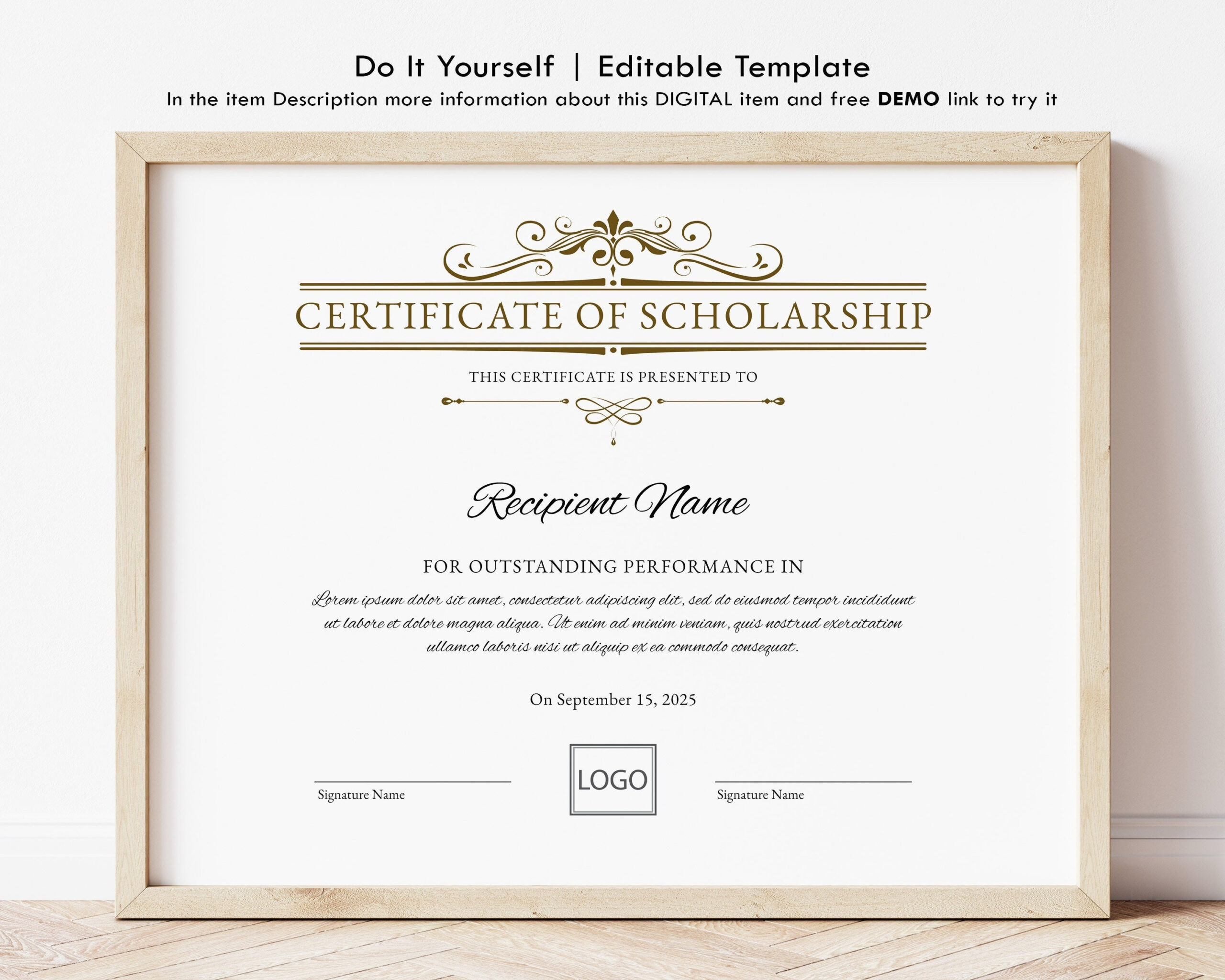 sample scholarship award certificate template