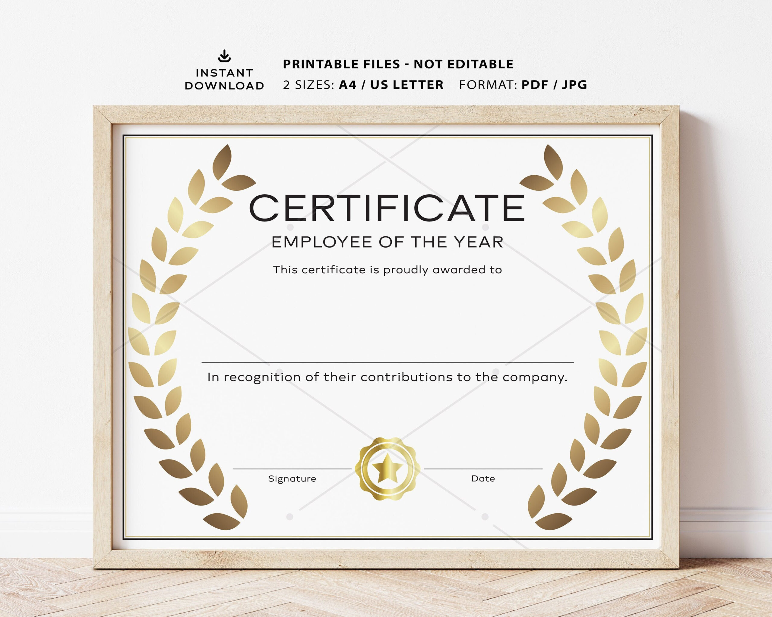 sample Employee of The Year Certificate template