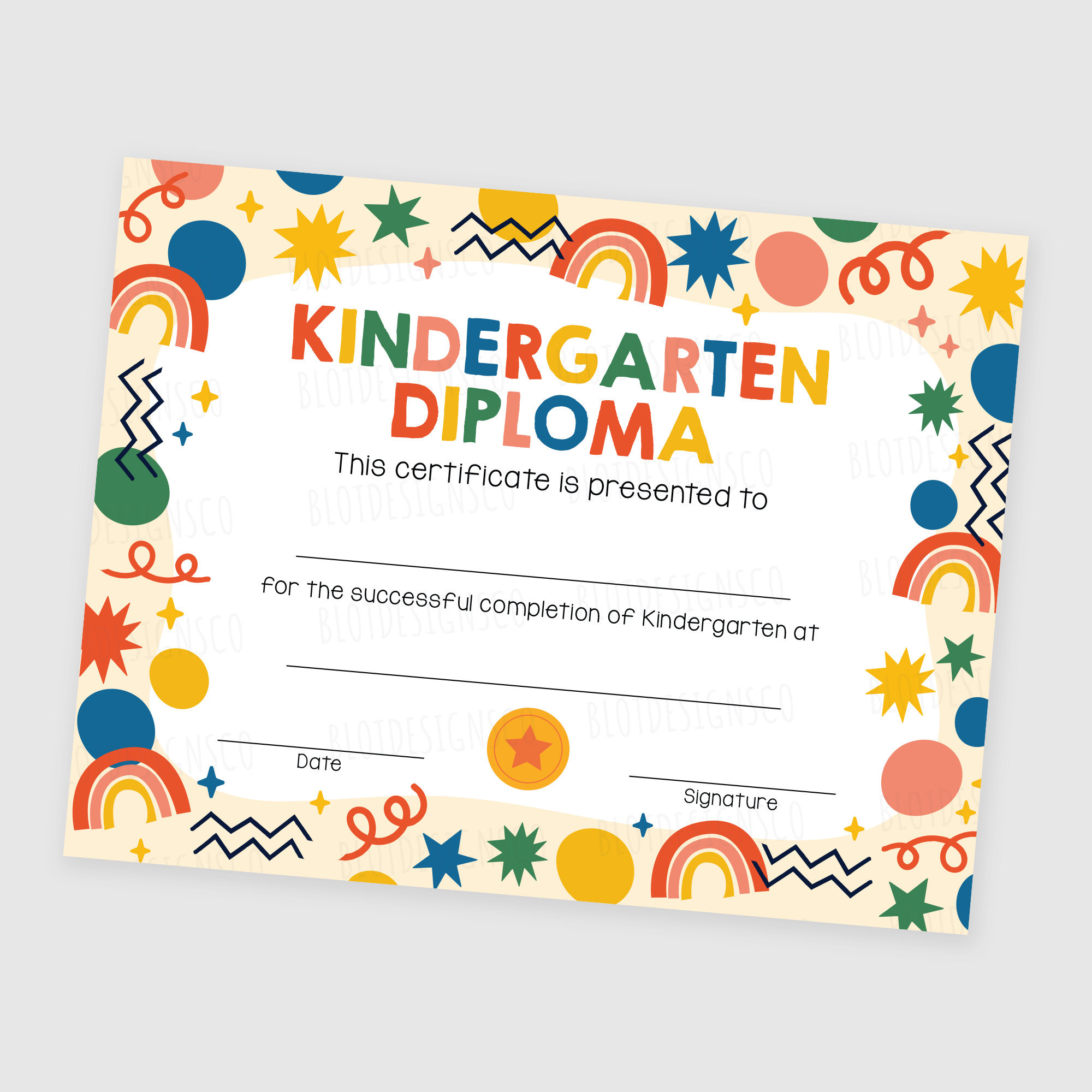 sample Kindergarten Graduation Certificate template