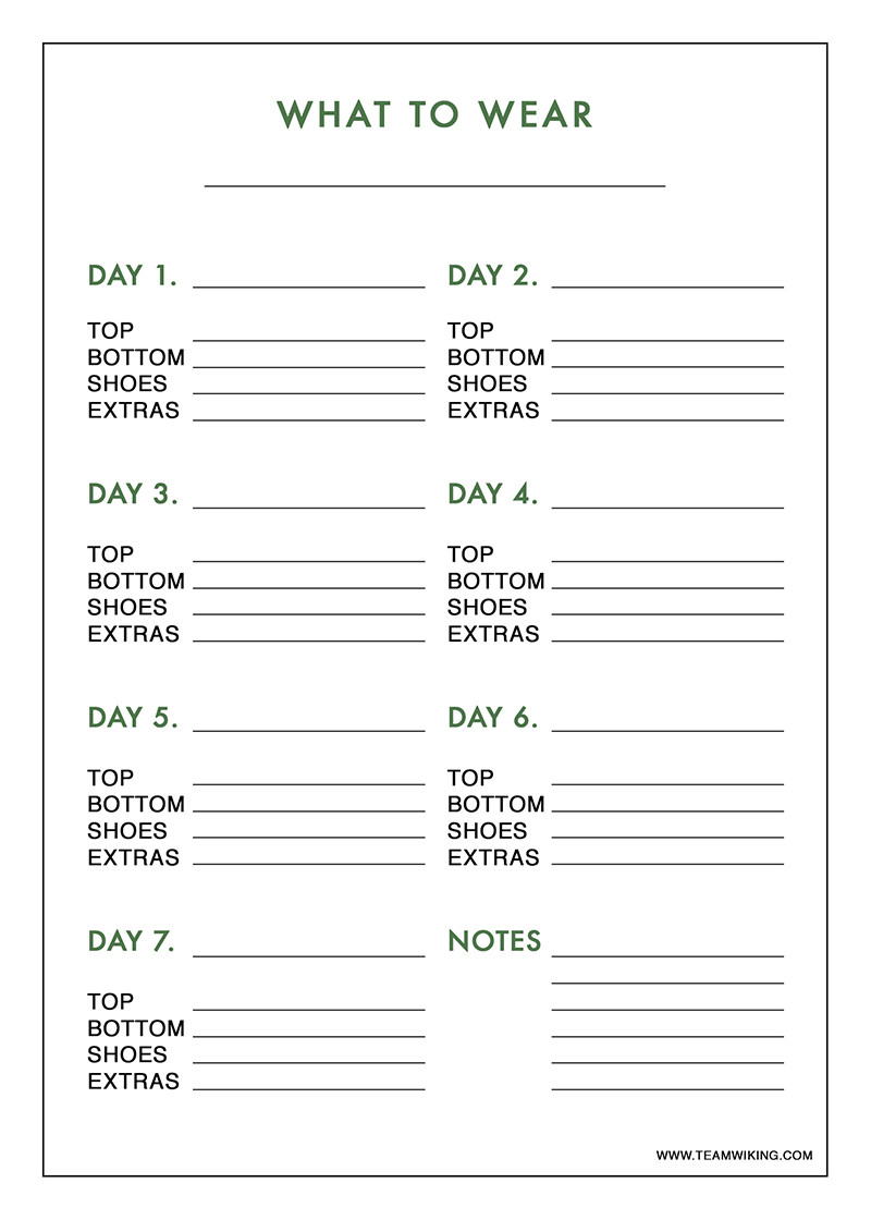 sample outfit planner template