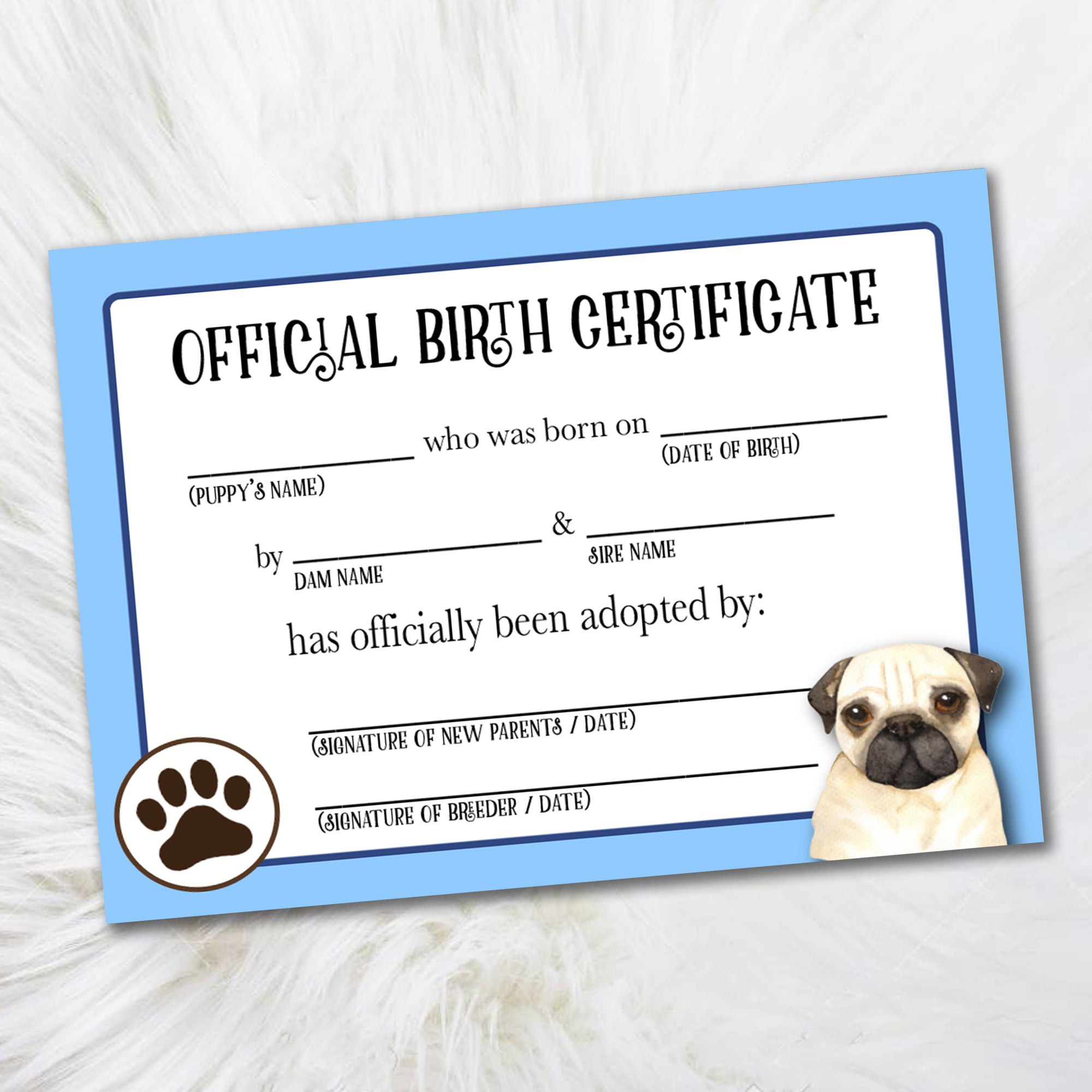 sample dog birth certificate template