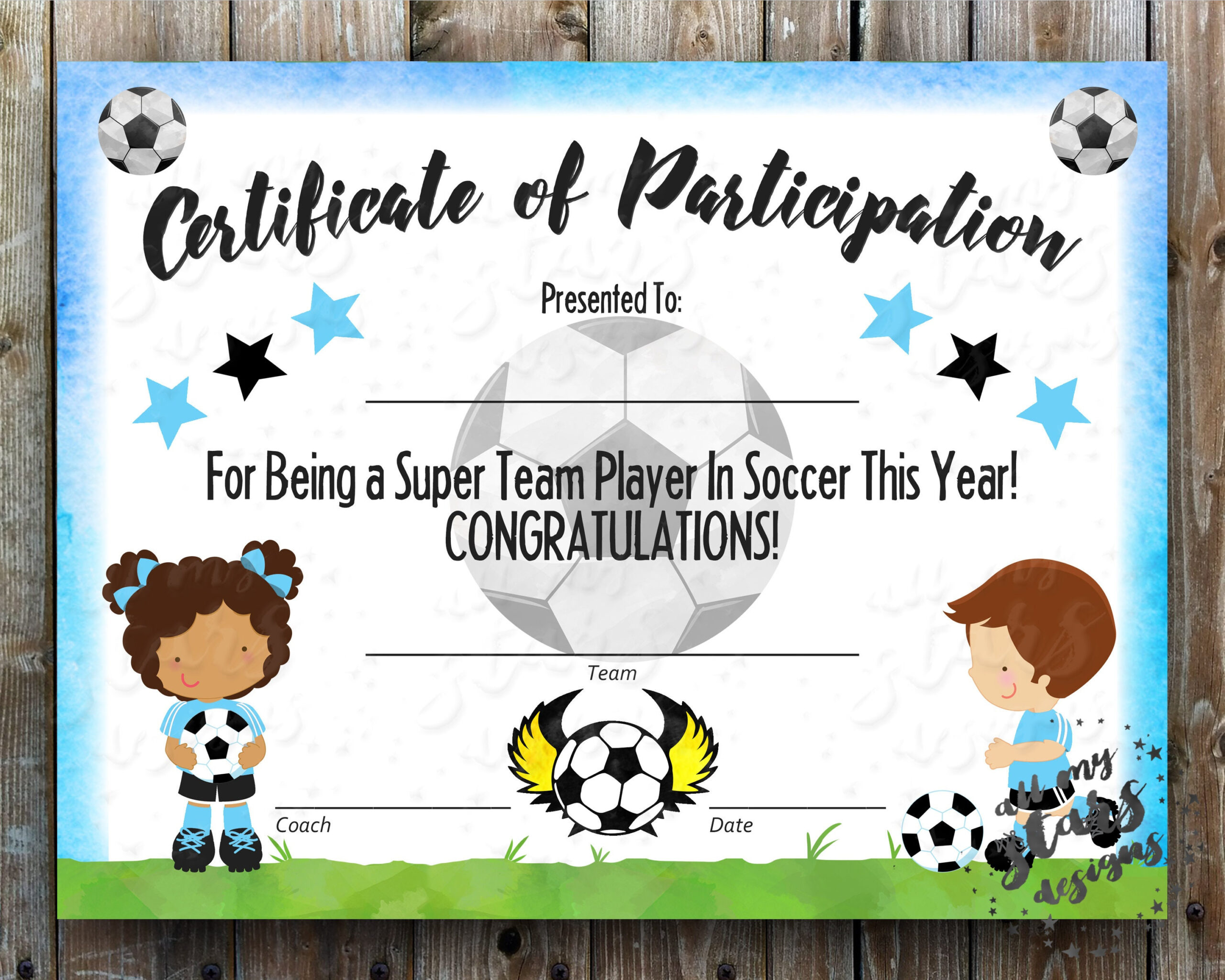 sample soccer award certificate template