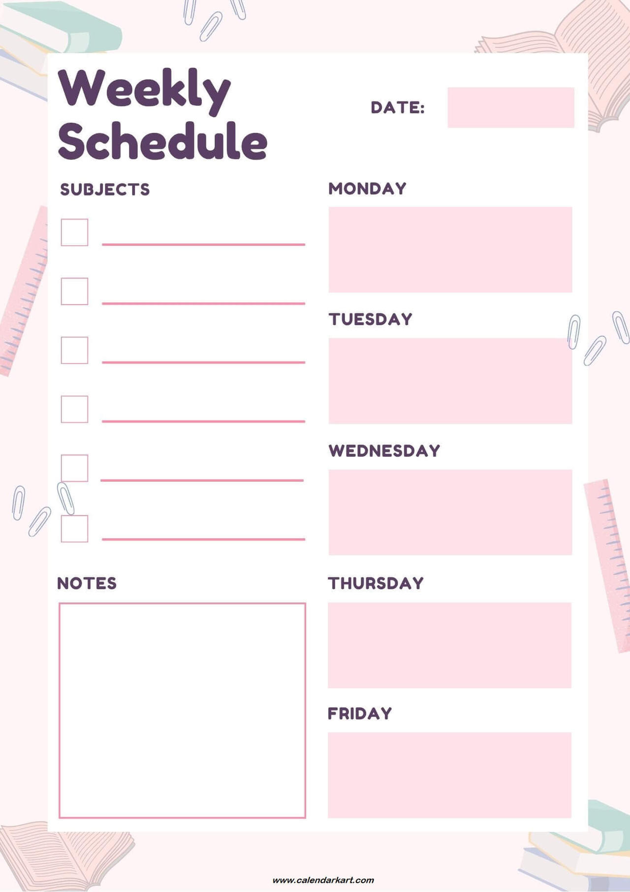 sample weekly planner for students template