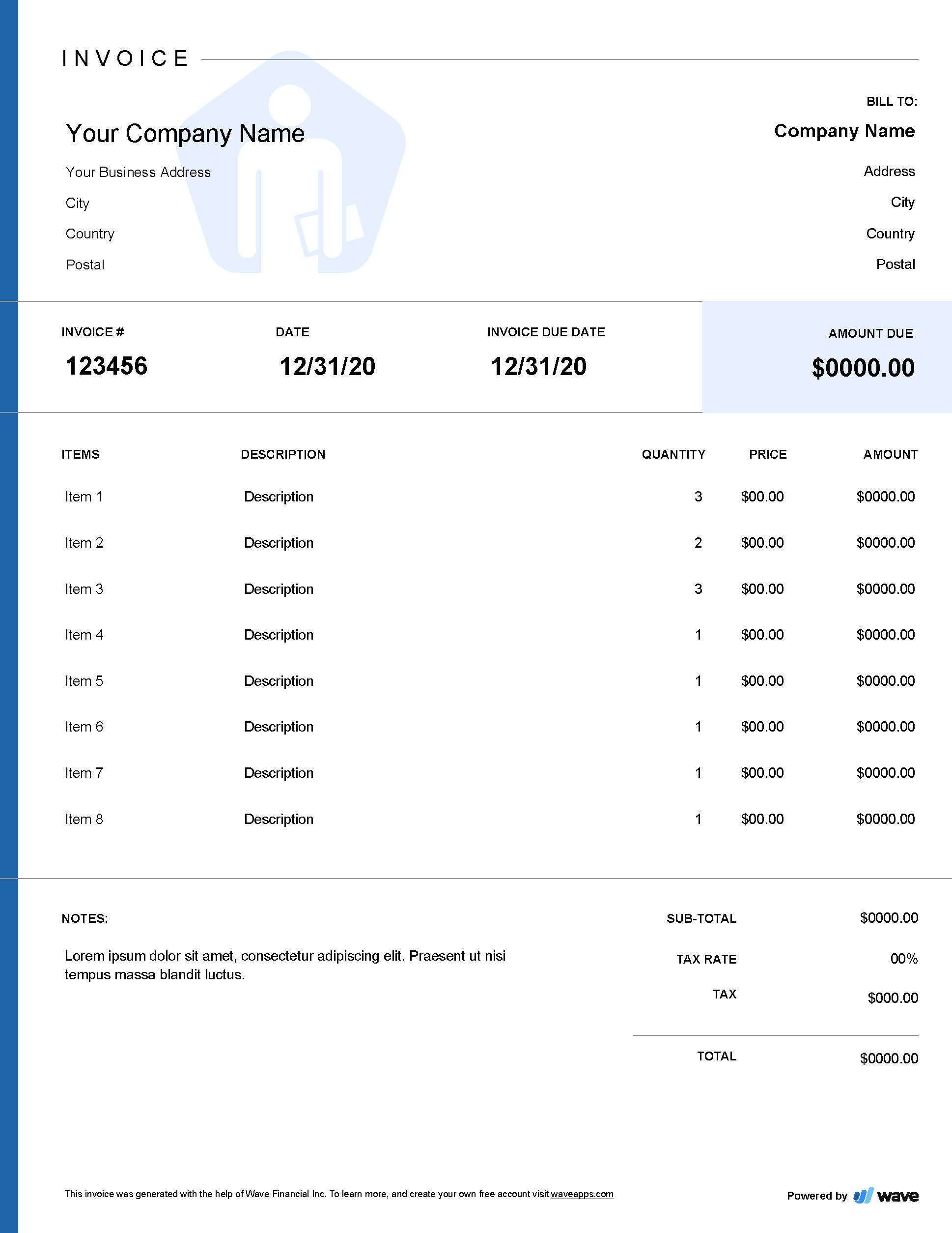 professional services invoice template