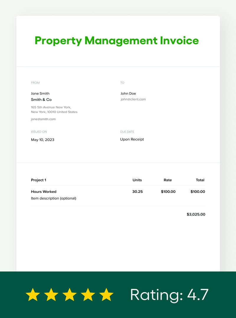 sample property management invoice template