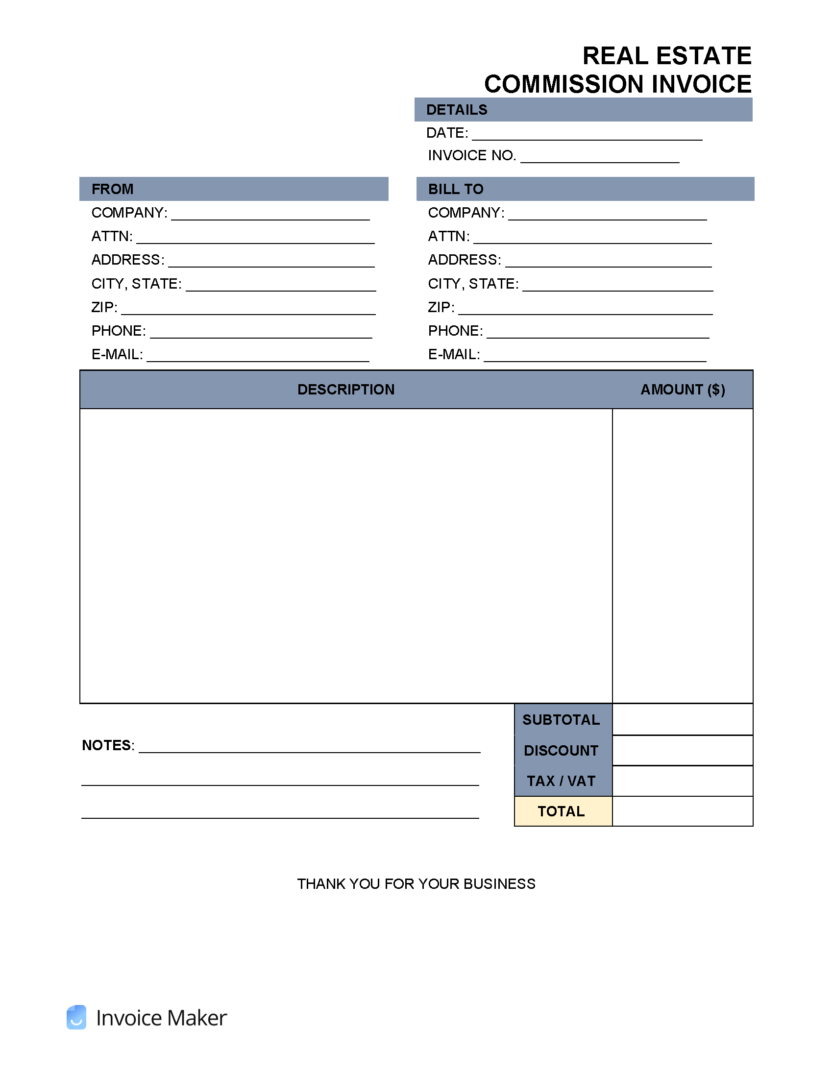 sample property management invoice template