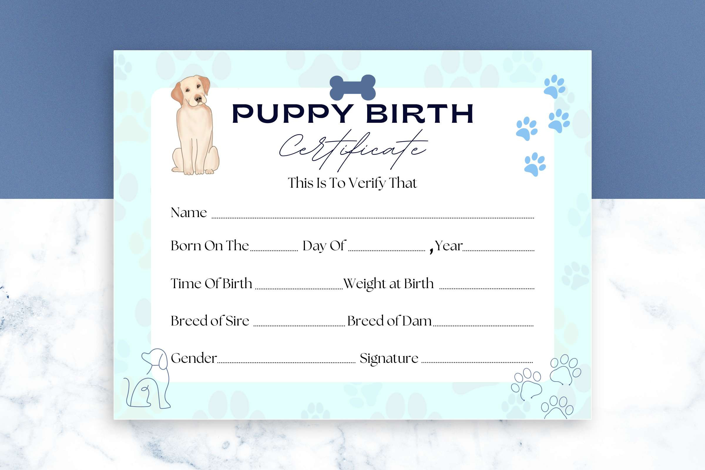 sample dog birth certificate template