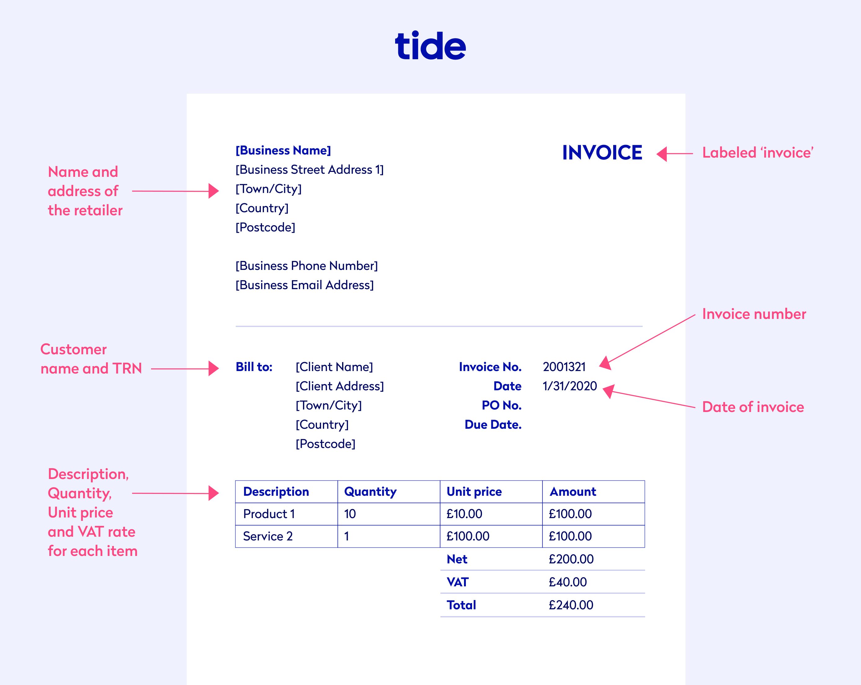 sample purchasing invoice template