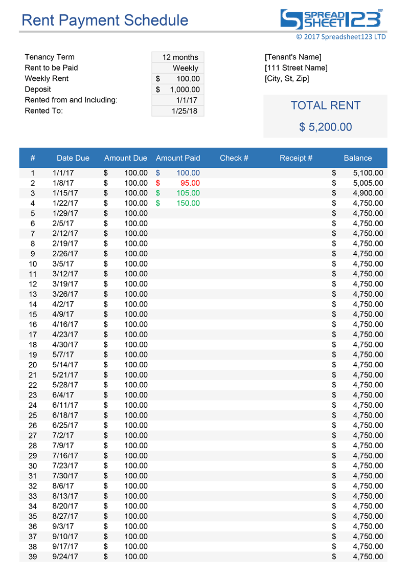 sample rental billing statement template