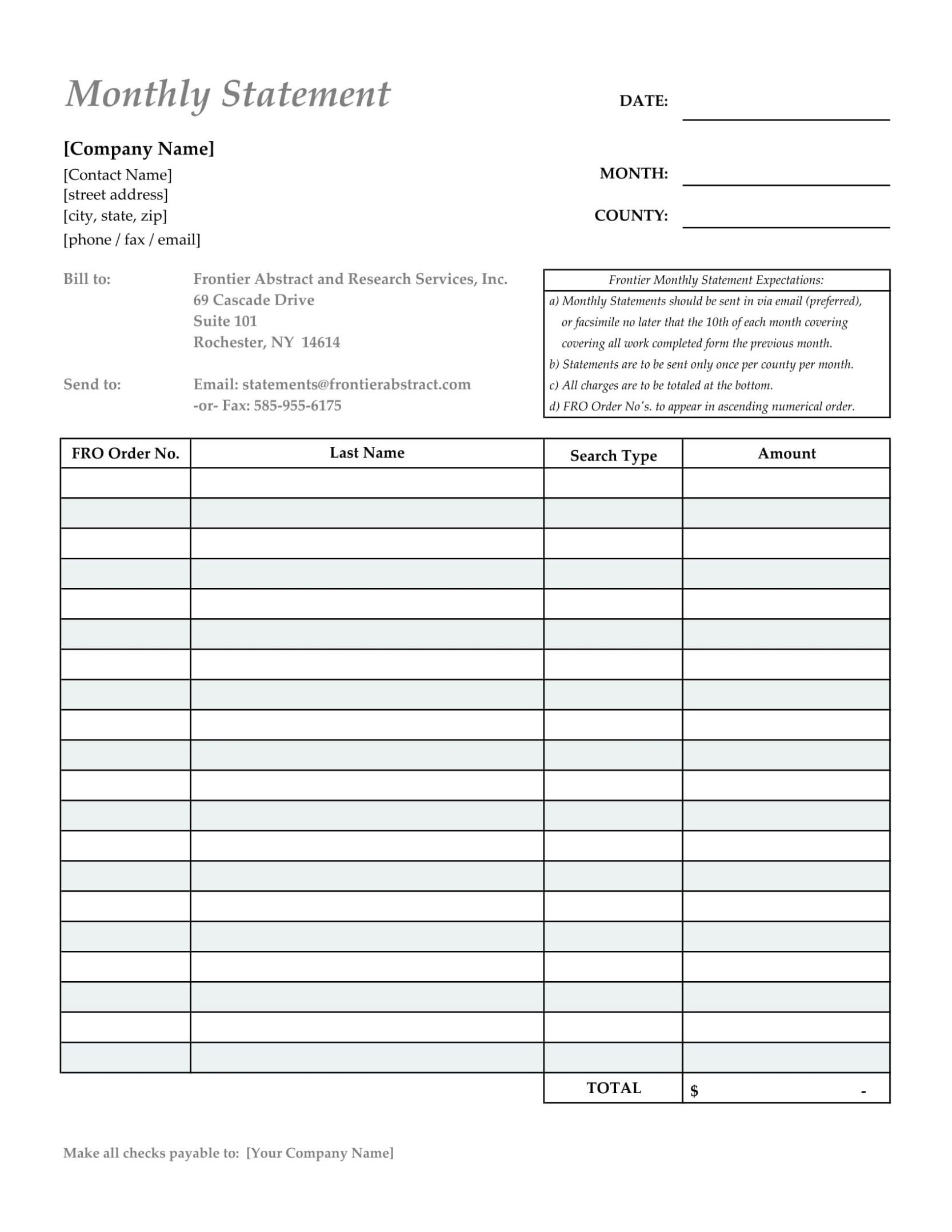 sample rental billing statement template