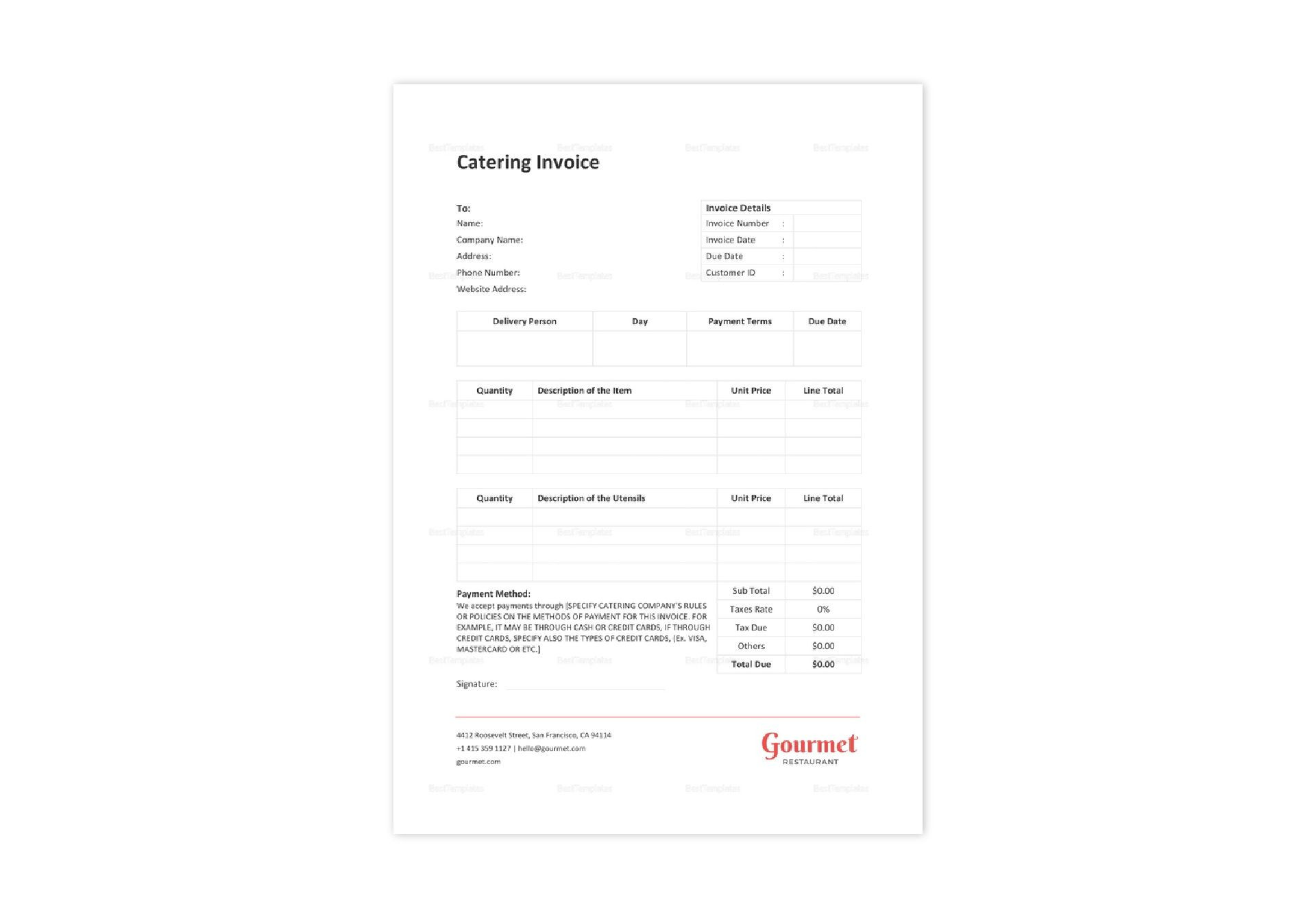 sample BBQ catering invoice template