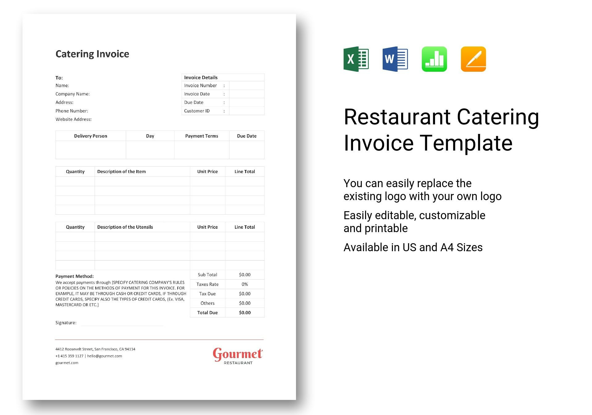 sample BBQ catering invoice template