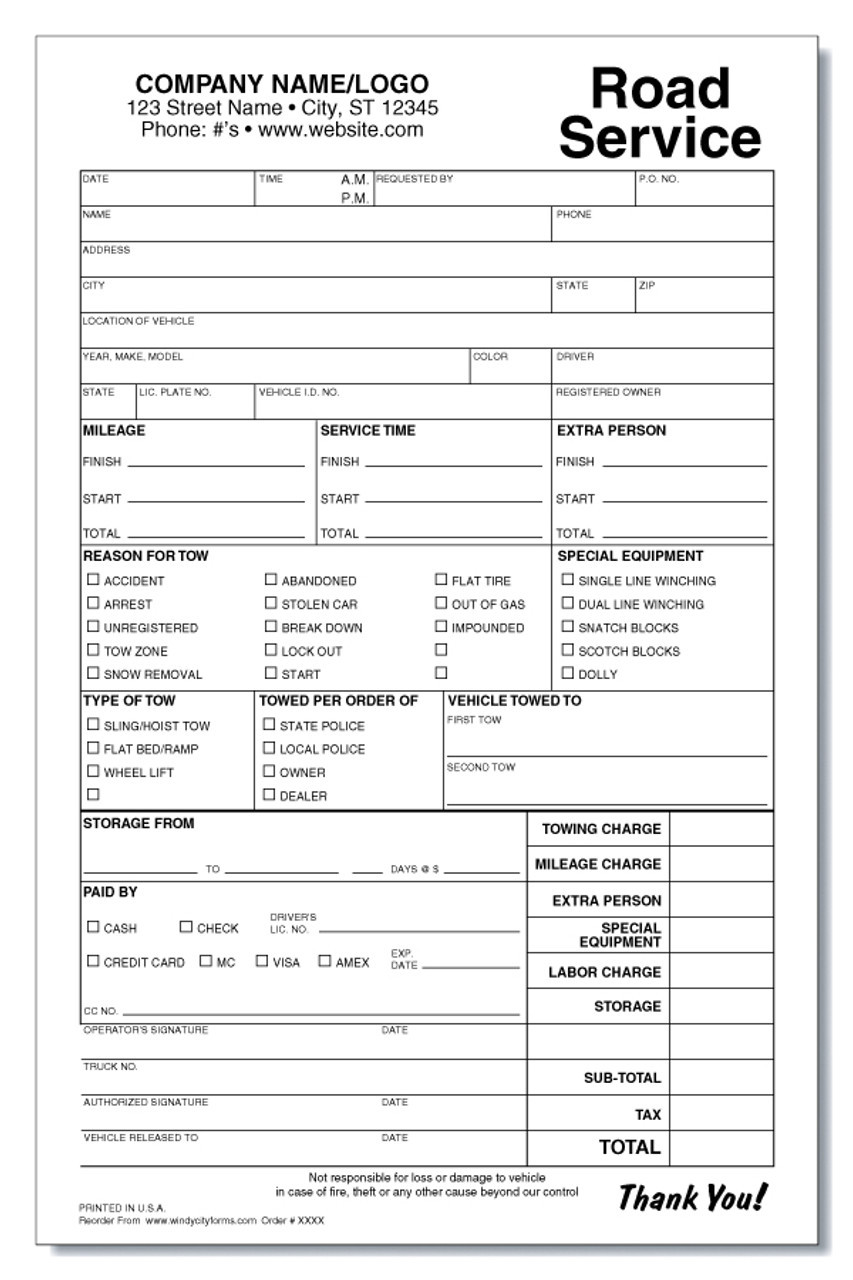 sample road service invoice template