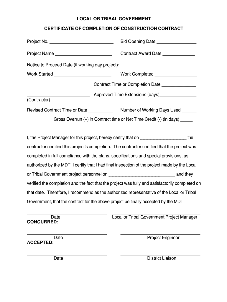 sample roof completion certificate template