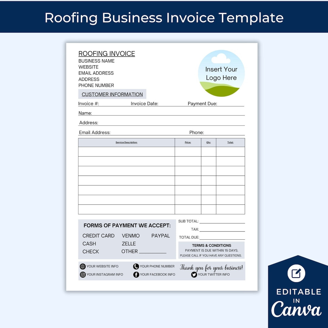 roofing invoice template