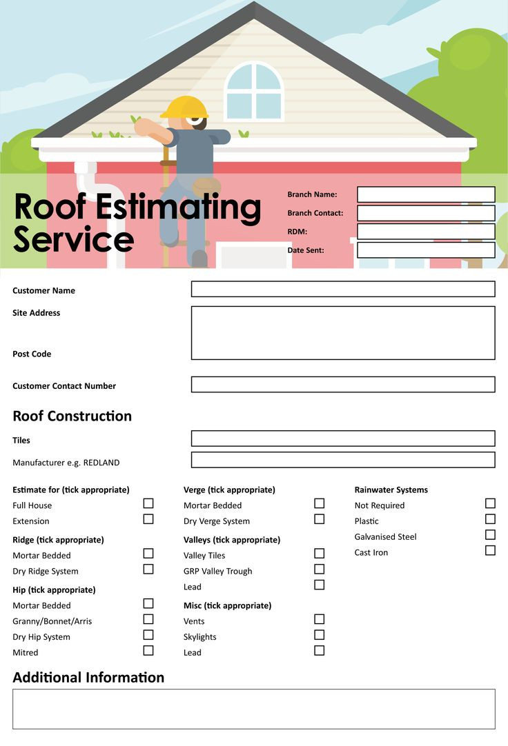 sample roof estimate template