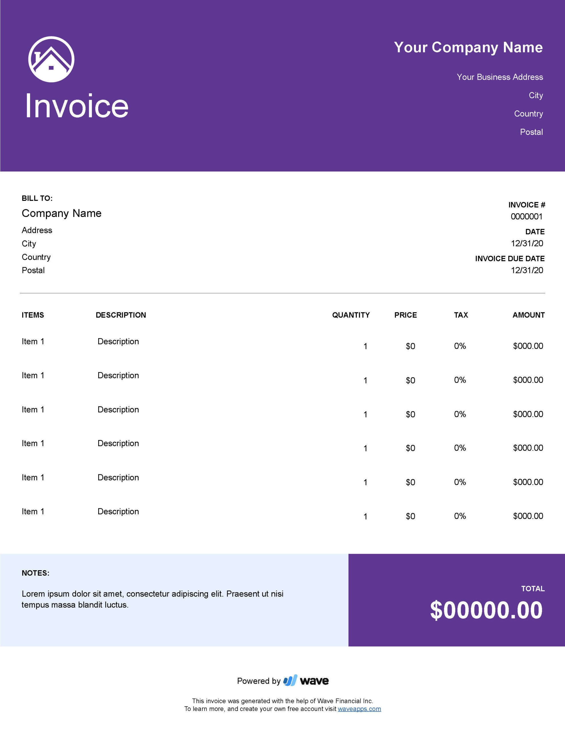 roofing invoice template