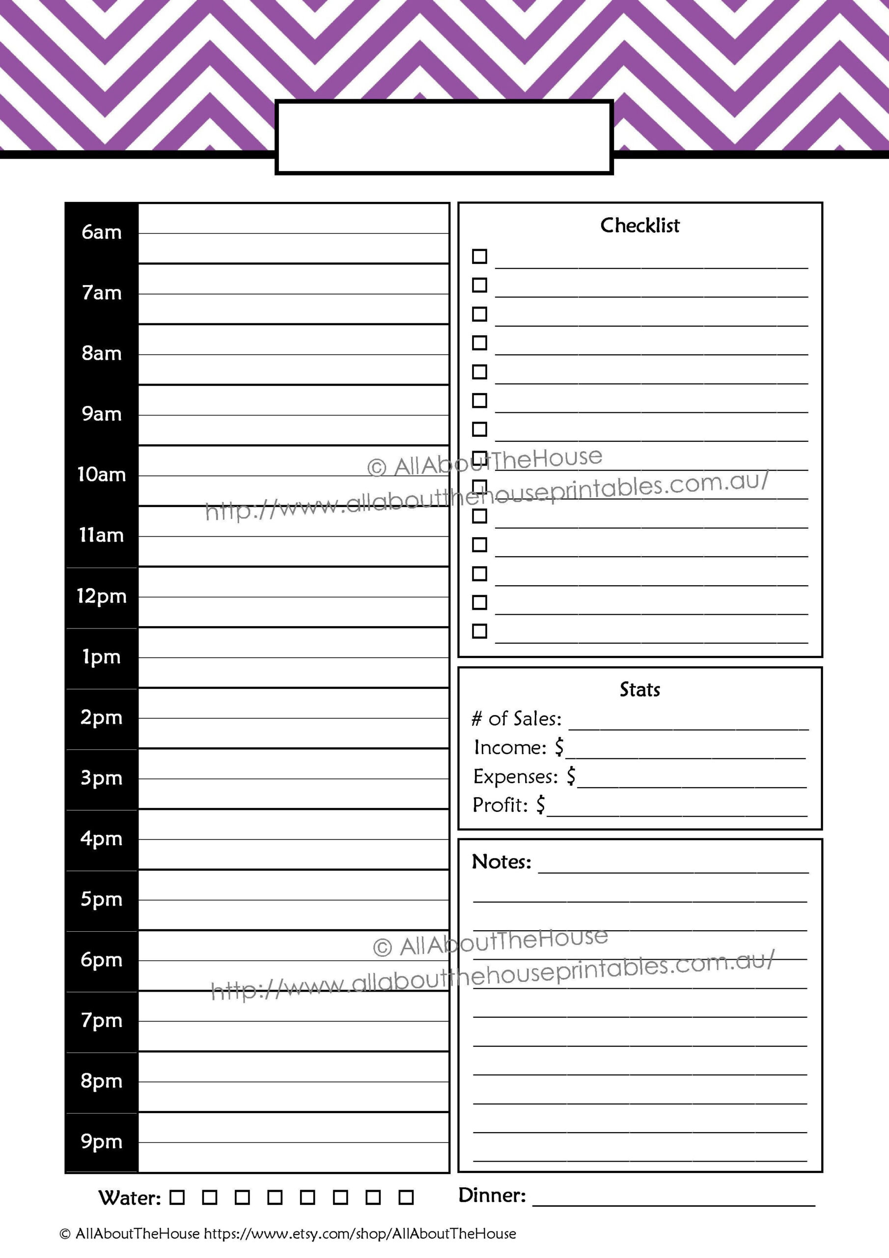 sample sales planner template