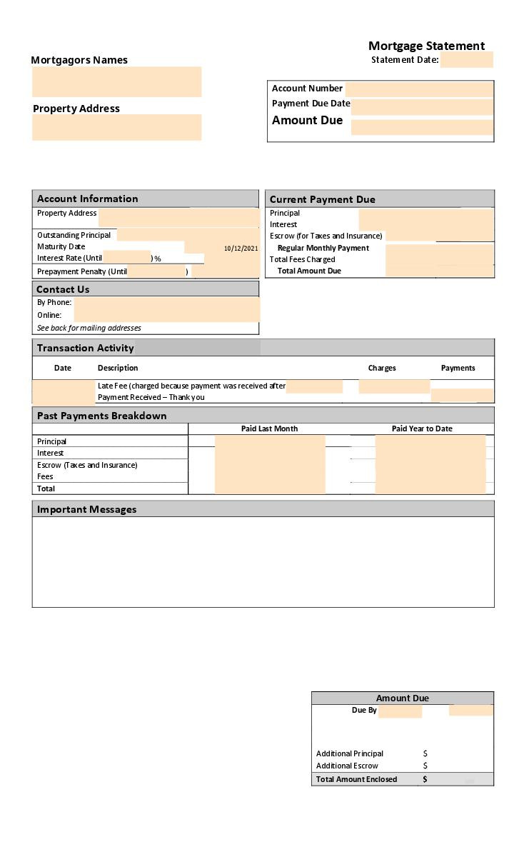 sample mortgage invoice template