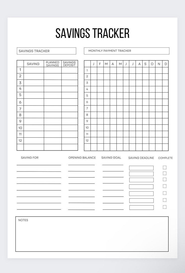 sample savings planner template