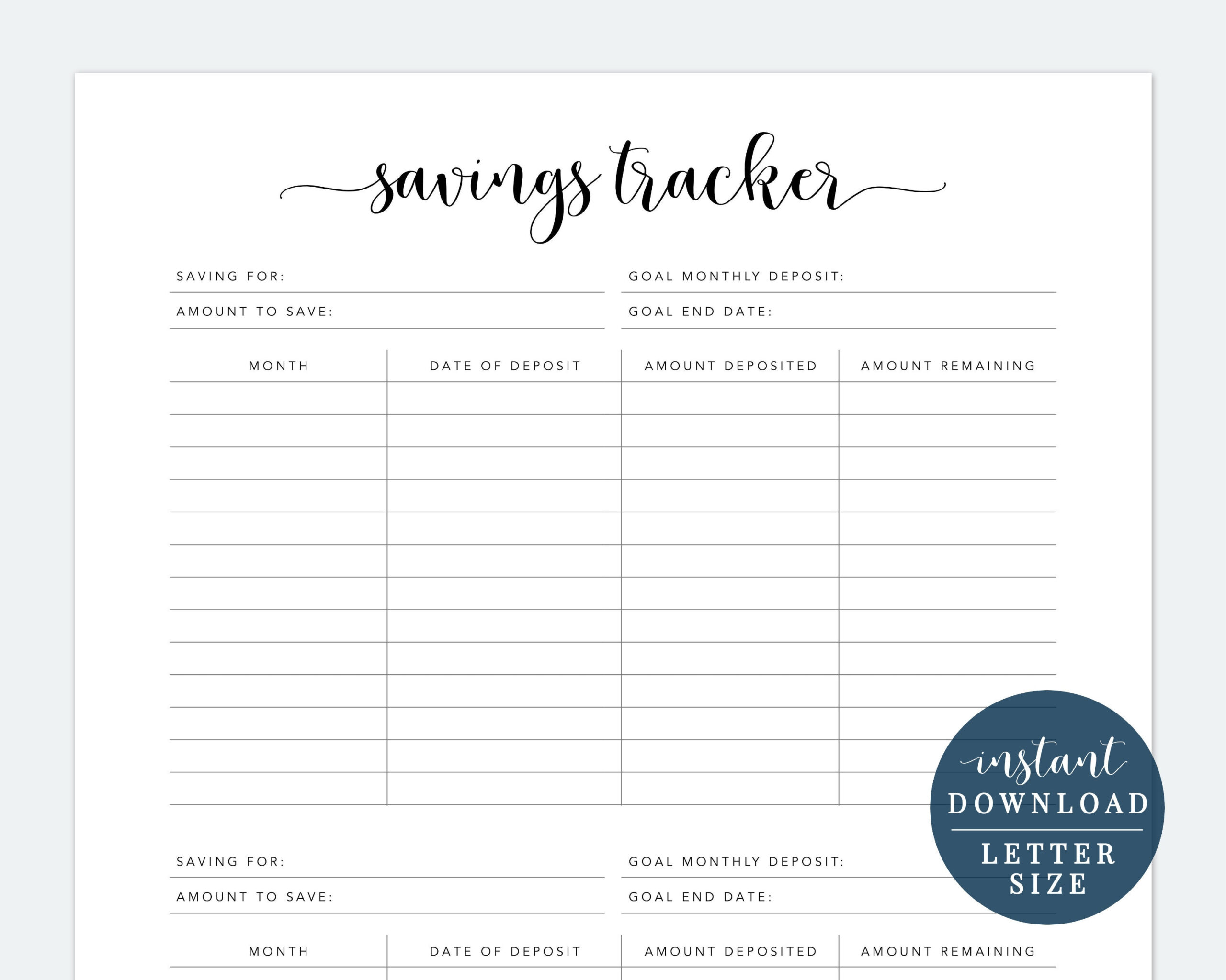 sample savings planner template