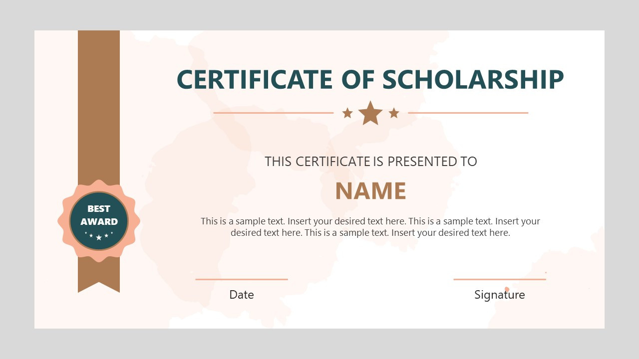 sample scholarship award certificate template