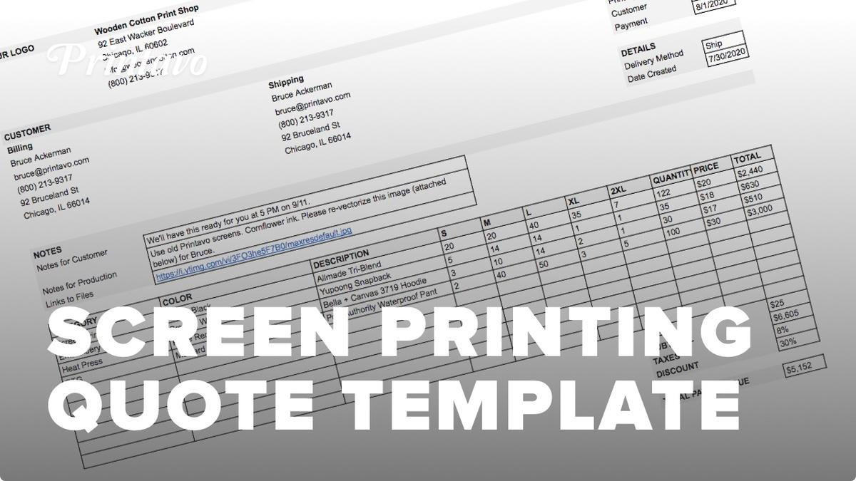 sample screen printing invoice template