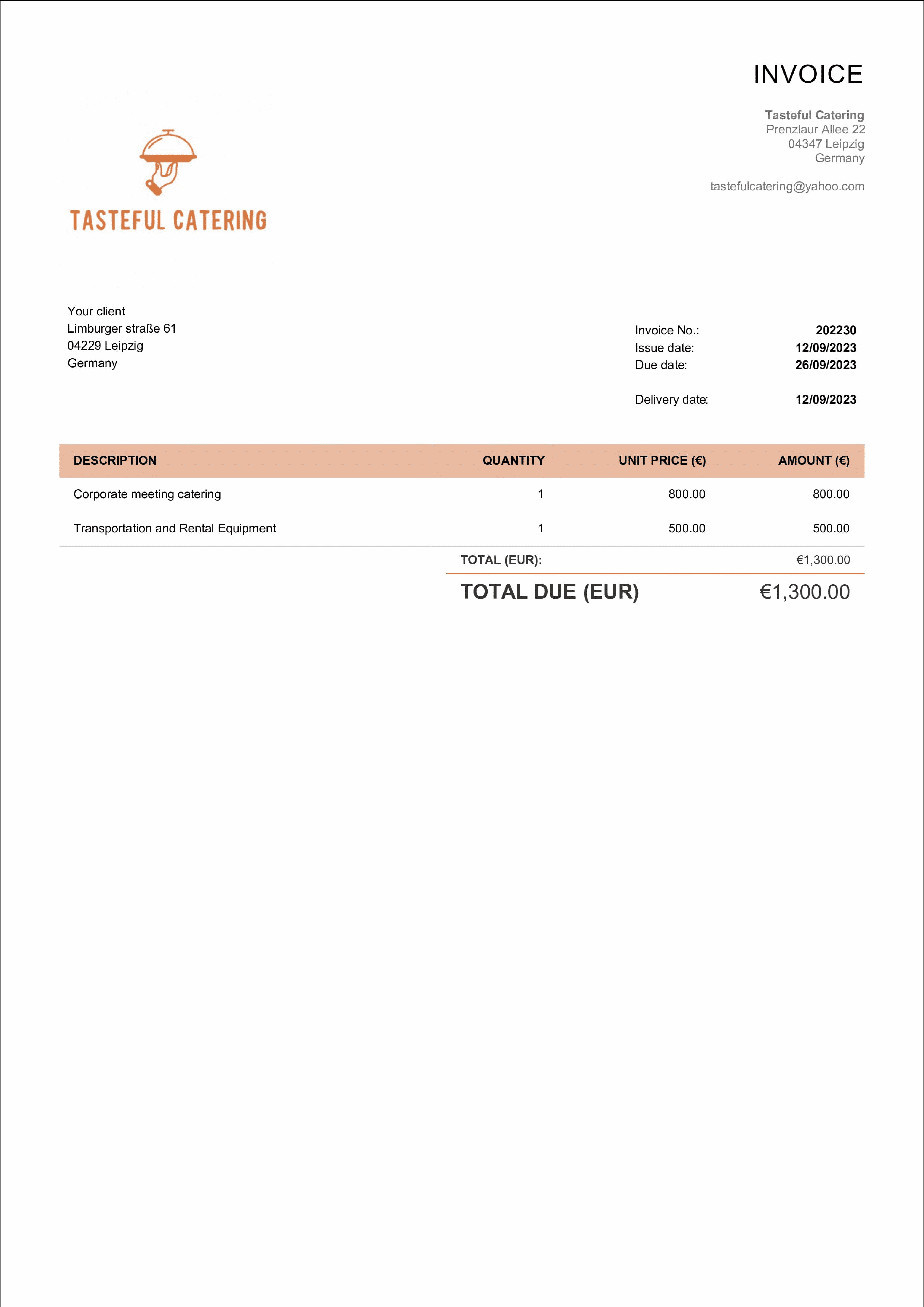 sample simple service invoice template