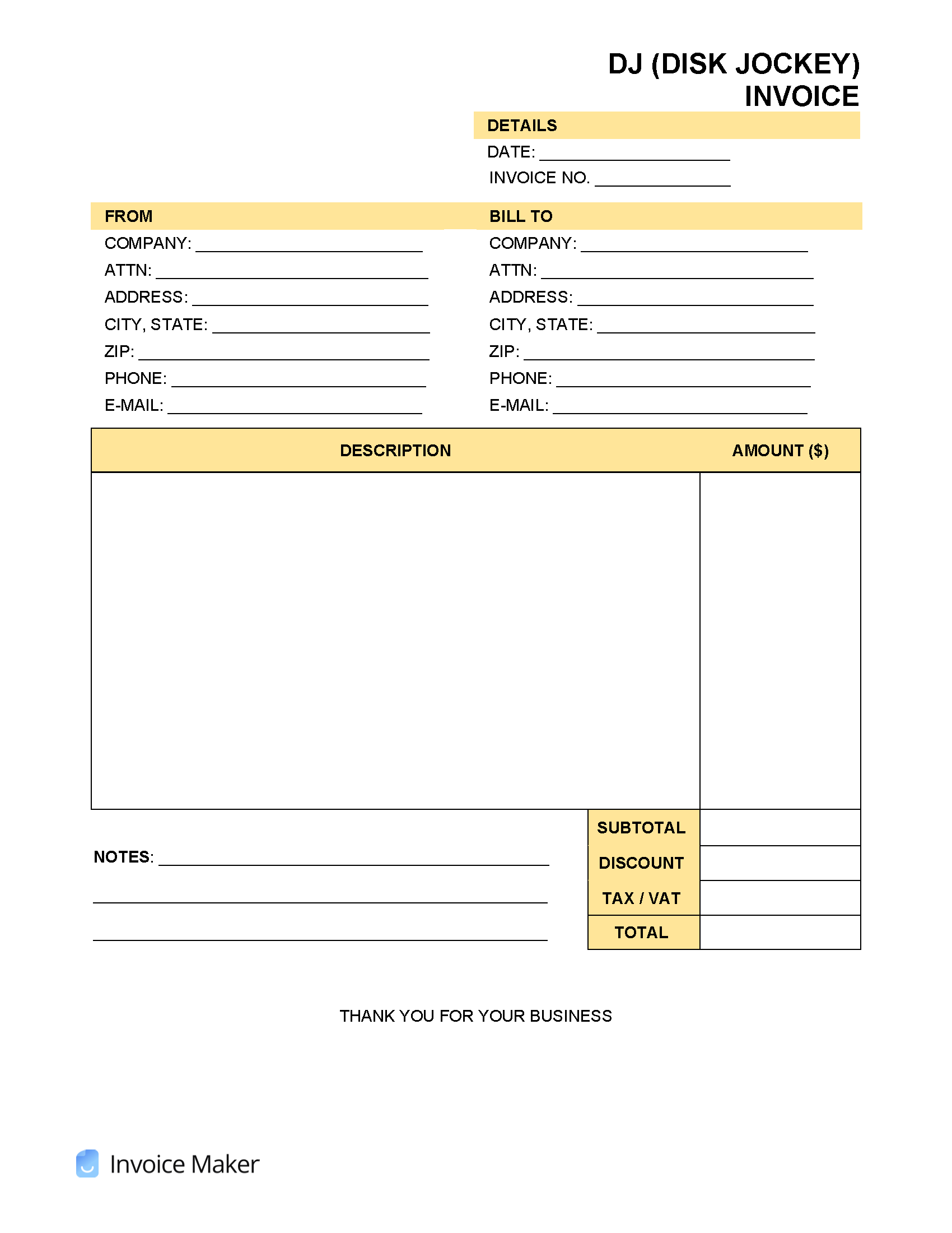 sample contract pilot invoice template