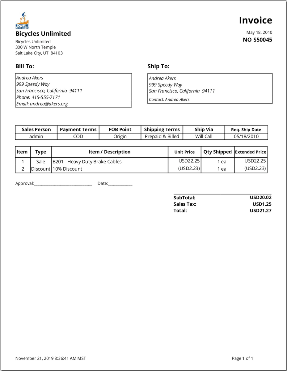 shipping invoice template