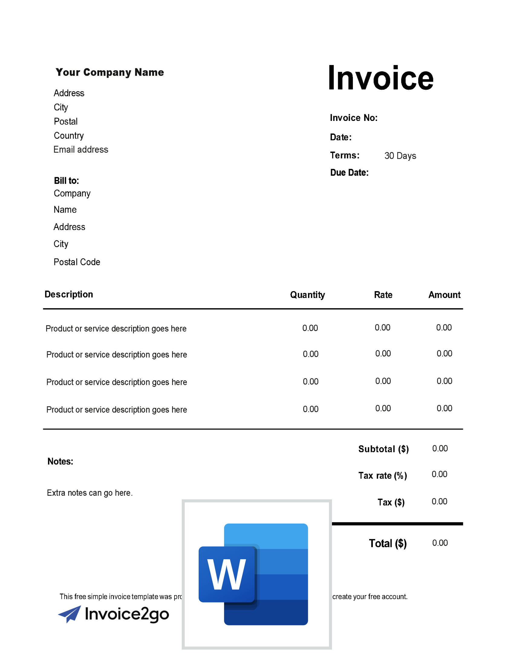 sample basic invoice template