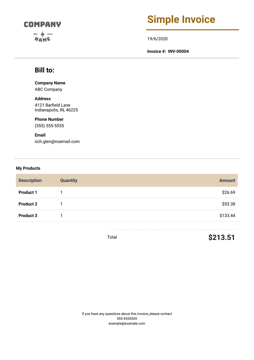 sample basic invoice template