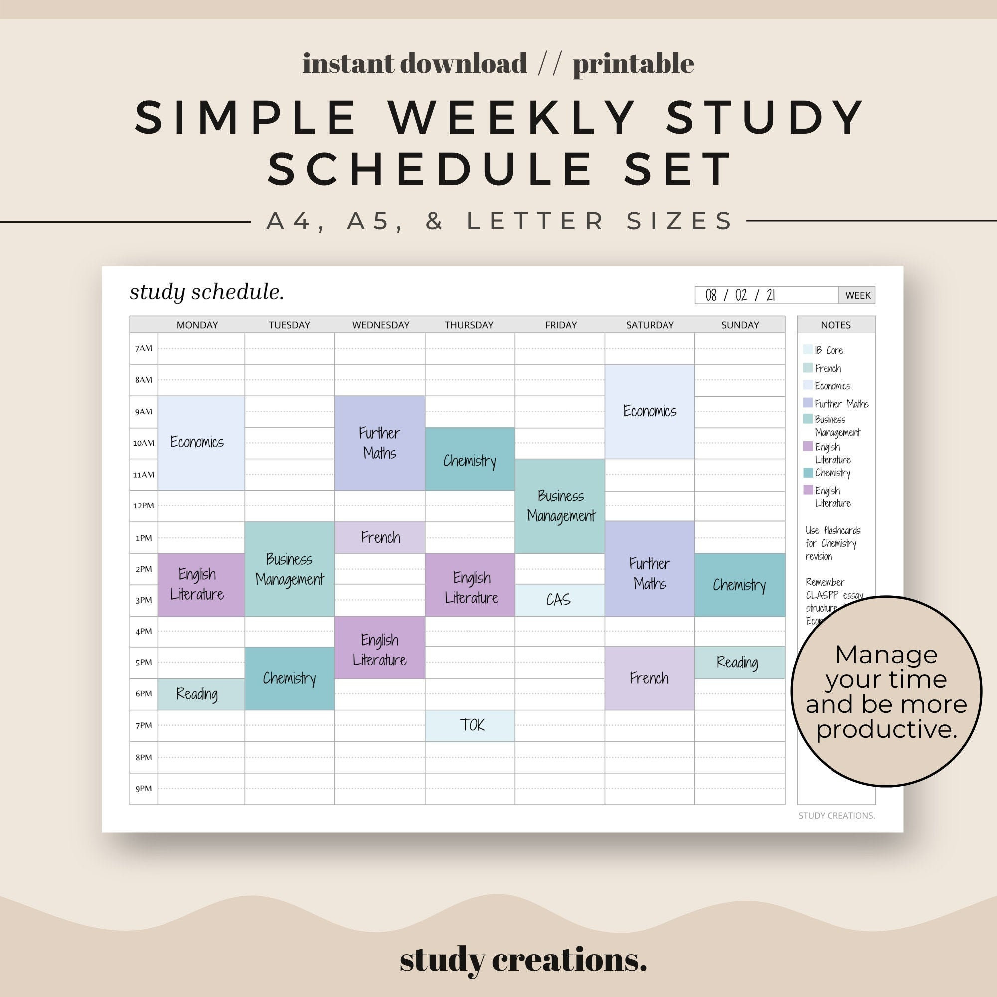 sample study planning template